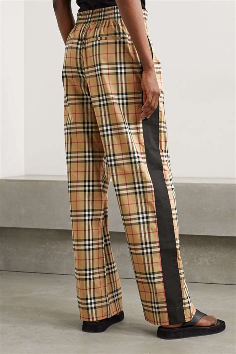 burberry stripe detail check trousers|BURBERRY Striped checked cotton.